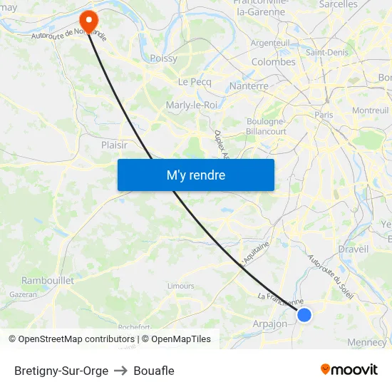 Bretigny-Sur-Orge to Bouafle map