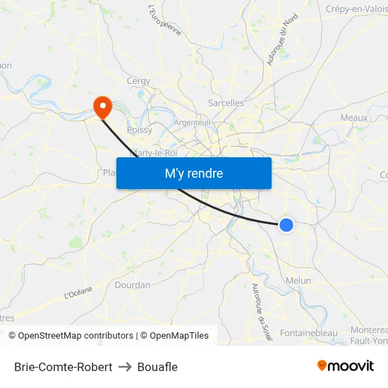 Brie-Comte-Robert to Bouafle map
