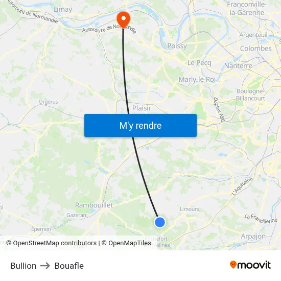 Bullion to Bouafle map