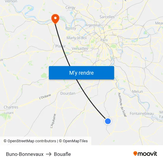 Buno-Bonnevaux to Bouafle map