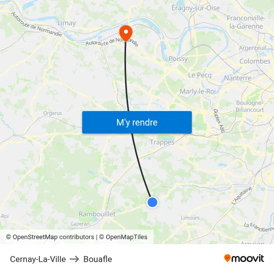 Cernay-La-Ville to Bouafle map