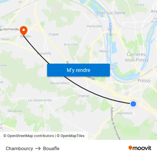 Chambourcy to Bouafle map