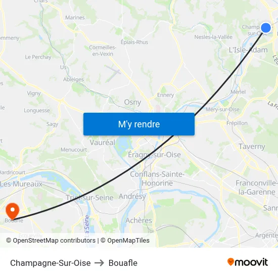 Champagne-Sur-Oise to Bouafle map