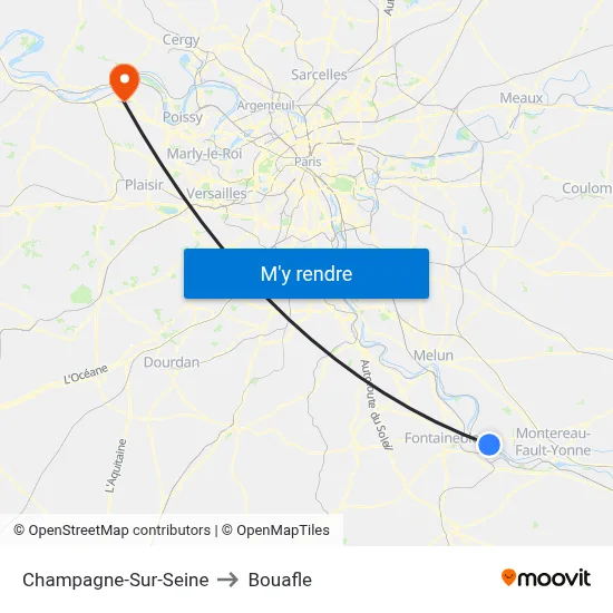 Champagne-Sur-Seine to Bouafle map