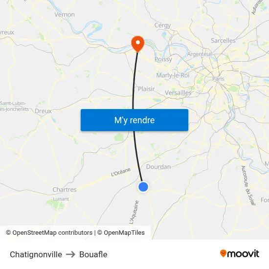 Chatignonville to Bouafle map