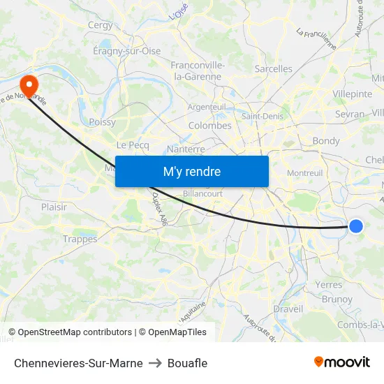 Chennevieres-Sur-Marne to Bouafle map