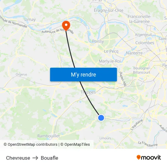Chevreuse to Bouafle map