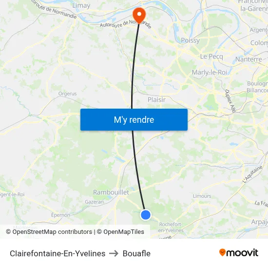 Clairefontaine-En-Yvelines to Bouafle map
