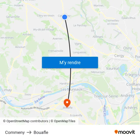 Commeny to Bouafle map