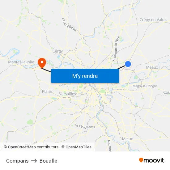 Compans to Bouafle map
