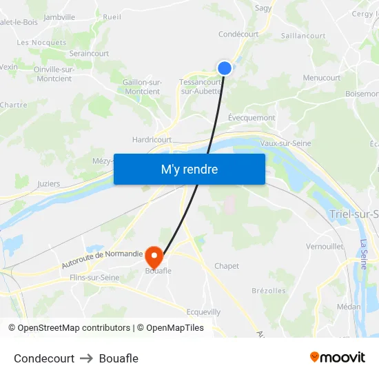 Condecourt to Bouafle map