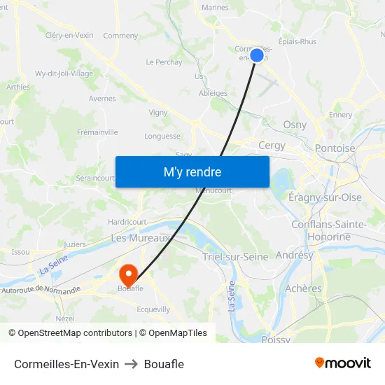 Cormeilles-En-Vexin to Bouafle map