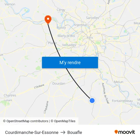 Courdimanche-Sur-Essonne to Bouafle map