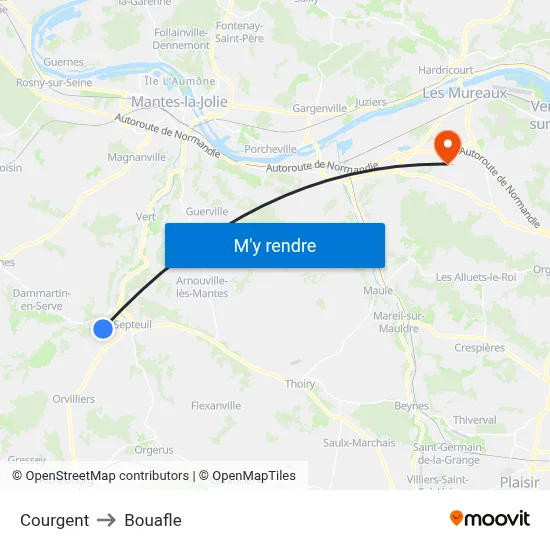 Courgent to Bouafle map