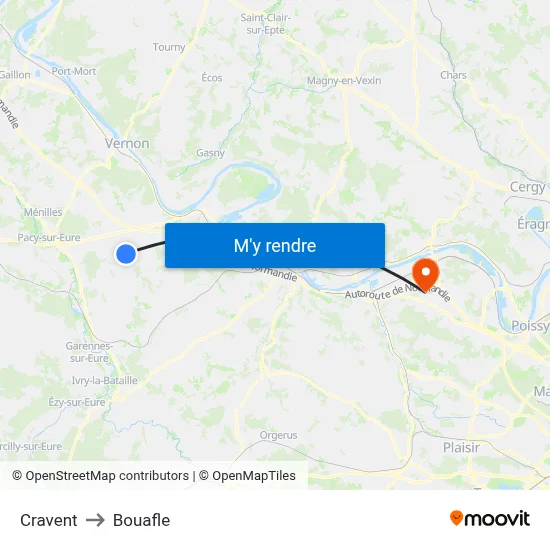 Cravent to Bouafle map