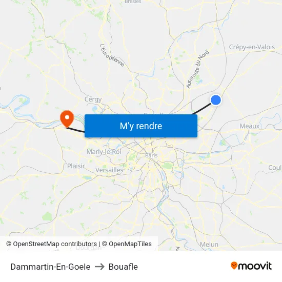 Dammartin-En-Goele to Bouafle map