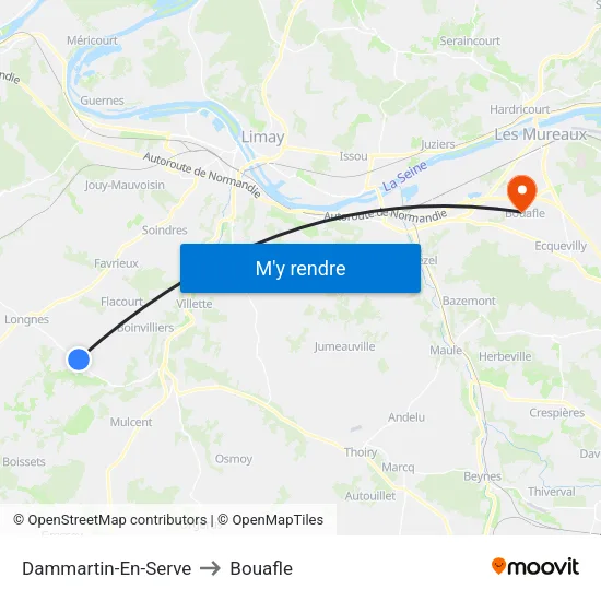 Dammartin-En-Serve to Bouafle map