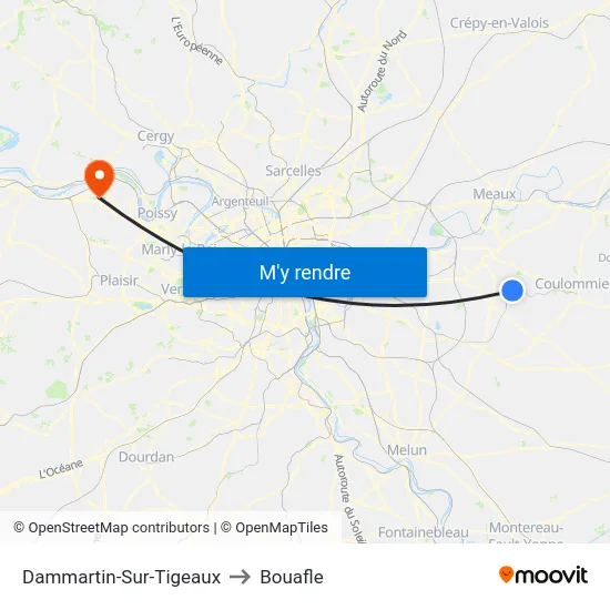 Dammartin-Sur-Tigeaux to Bouafle map