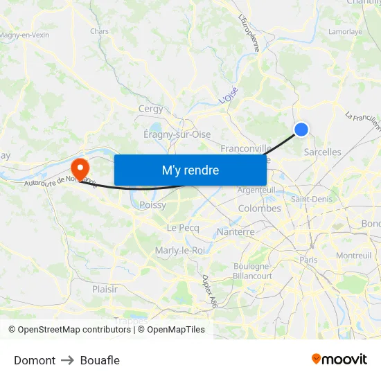 Domont to Bouafle map