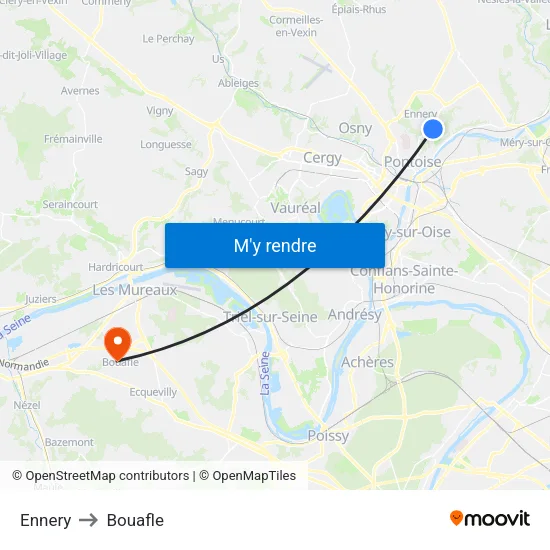 Ennery to Bouafle map