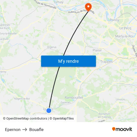 Epernon to Bouafle map