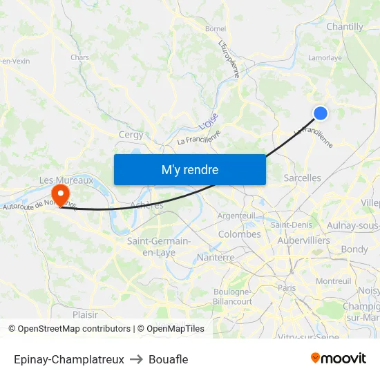 Epinay-Champlatreux to Bouafle map