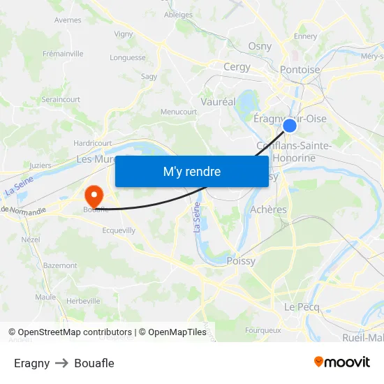 Eragny to Bouafle map