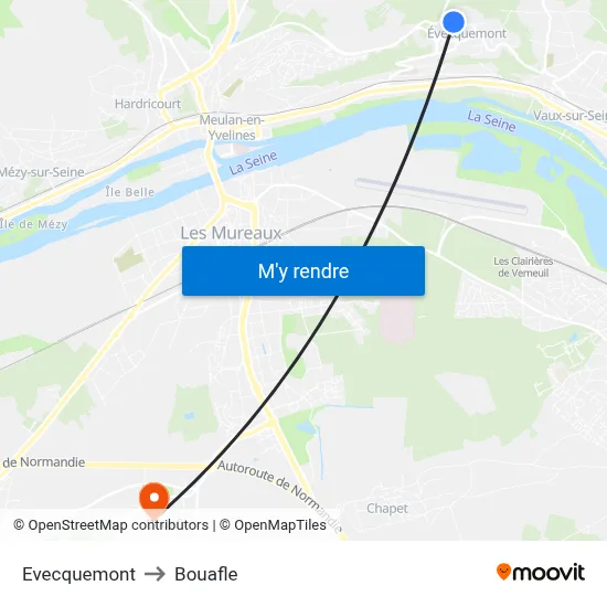 Evecquemont to Bouafle map