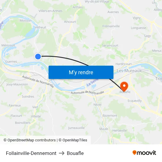 Follainville-Dennemont to Bouafle map