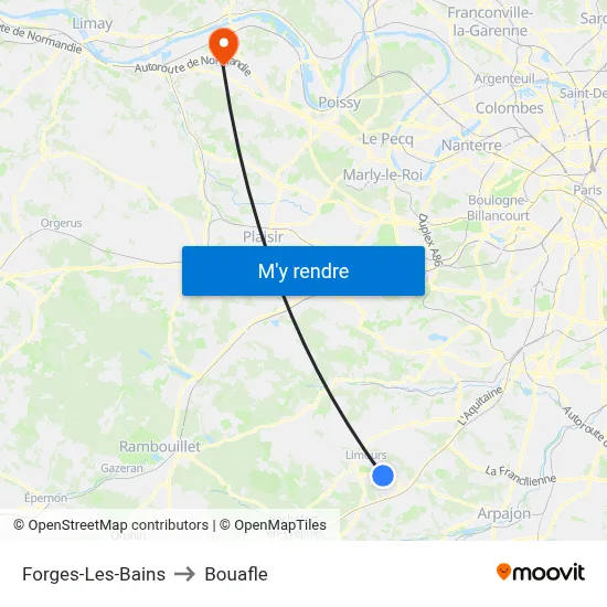 Forges-Les-Bains to Bouafle map