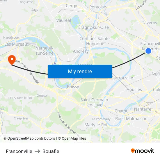 Franconville to Bouafle map
