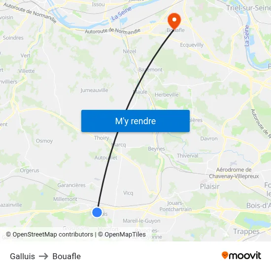 Galluis to Bouafle map