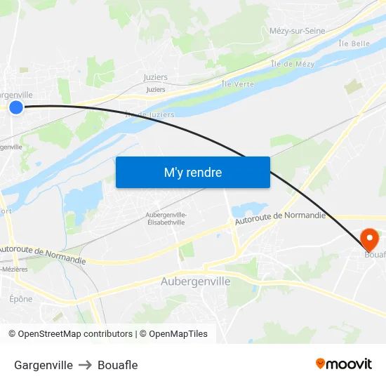 Gargenville to Bouafle map
