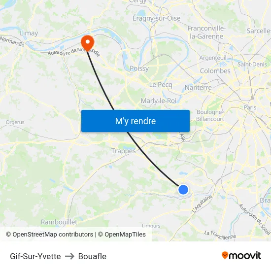 Gif-Sur-Yvette to Bouafle map