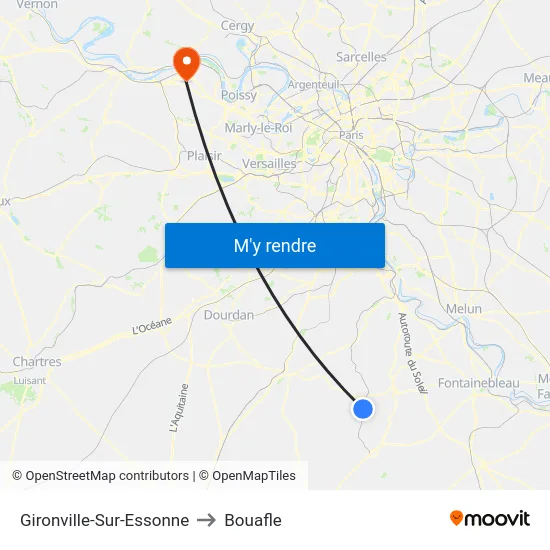 Gironville-Sur-Essonne to Bouafle map