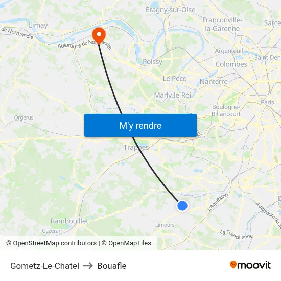 Gometz-Le-Chatel to Bouafle map