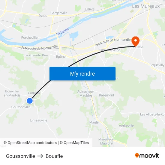 Goussonville to Bouafle map