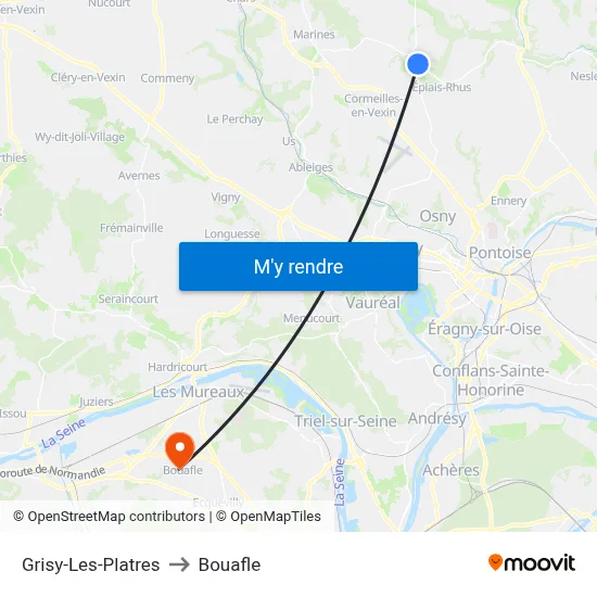 Grisy-Les-Platres to Bouafle map