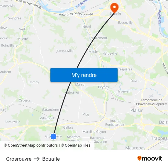 Grosrouvre to Bouafle map