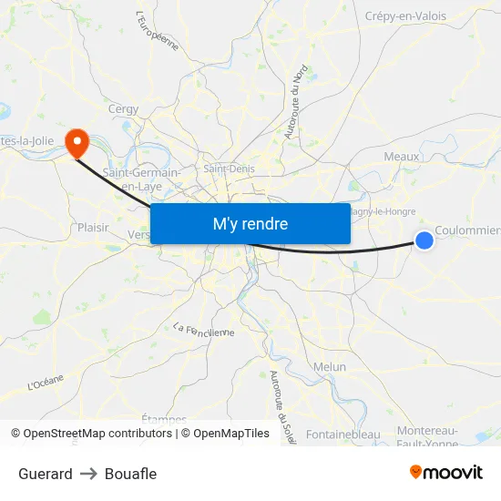 Guerard to Bouafle map