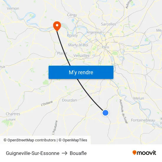 Guigneville-Sur-Essonne to Bouafle map