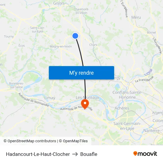 Hadancourt-Le-Haut-Clocher to Bouafle map