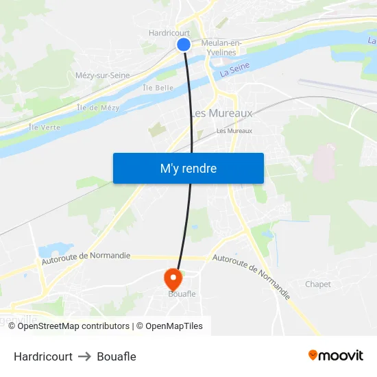 Hardricourt to Bouafle map