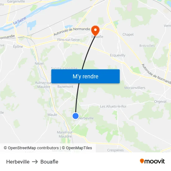 Herbeville to Bouafle map