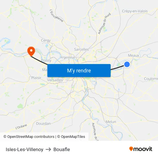 Isles-Les-Villenoy to Bouafle map