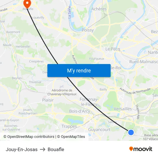 Jouy-En-Josas to Bouafle map
