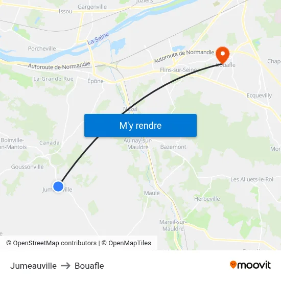 Jumeauville to Bouafle map