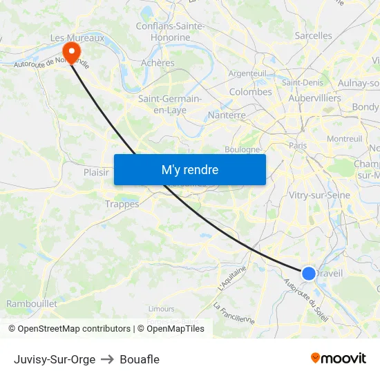 Juvisy-Sur-Orge to Bouafle map