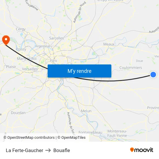 La Ferte-Gaucher to Bouafle map