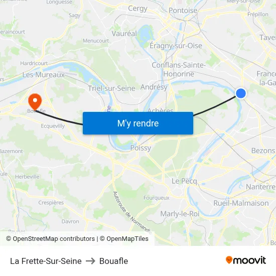 La Frette-Sur-Seine to Bouafle map